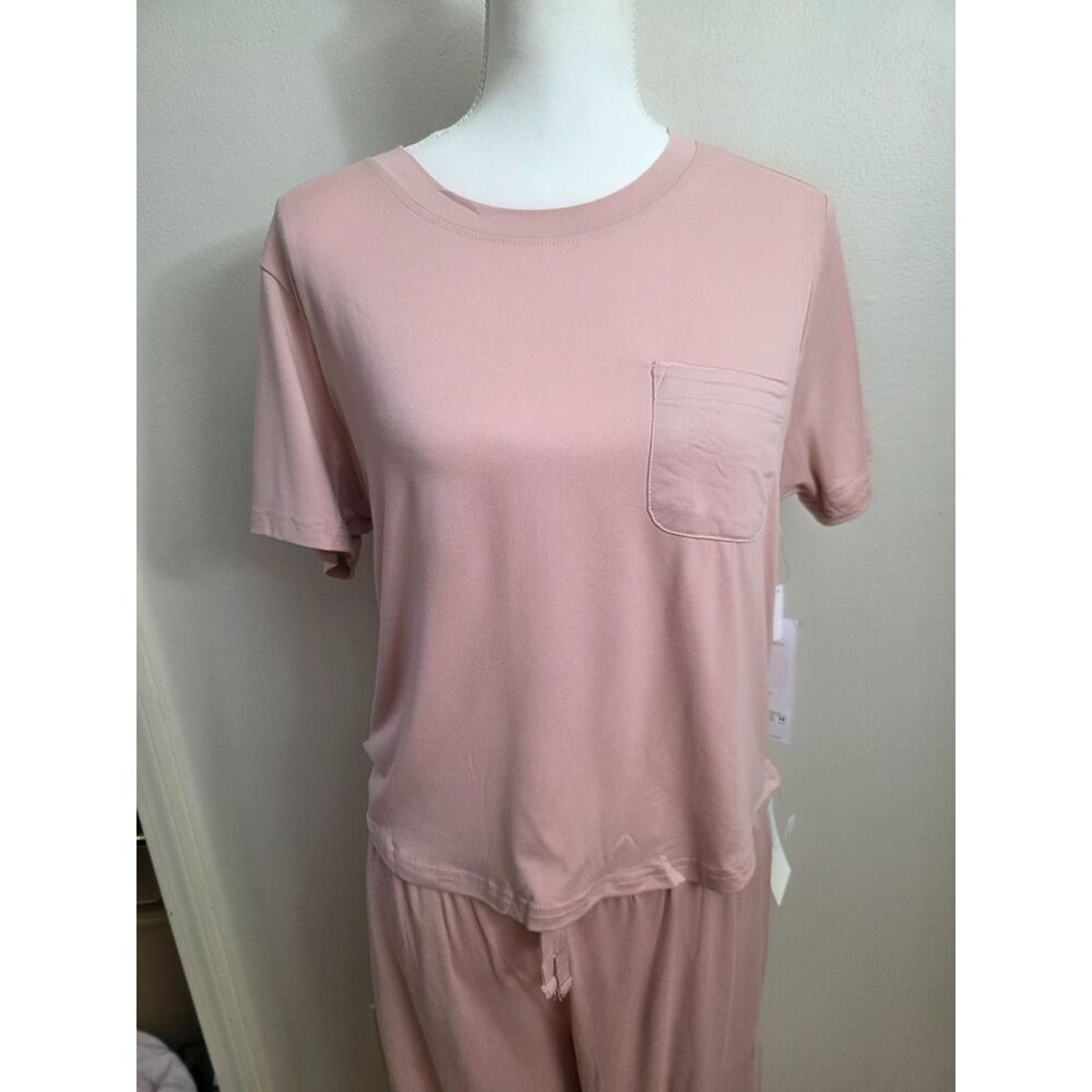 NWT Yogalicious Brushed Jersey Pajama Set Blush Pink Size M Lounge Sleepwear